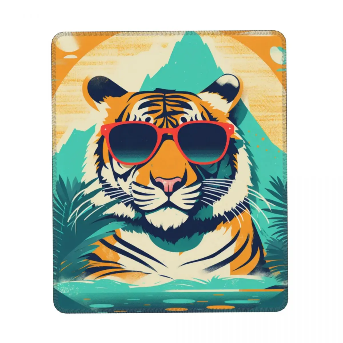 

Tiger Vertical Print Mouse Pad Sunglasses Graphic Illustration Soft Cute Mousepad Desktop Non Slip Rubber Mouse Pads
