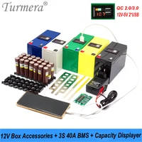 turmera 12v battery box 3x7 18650 holder 3s 40a bms nickel qc3 02 0 2xusb indicator 1a charger for replace lead acid or ups use
