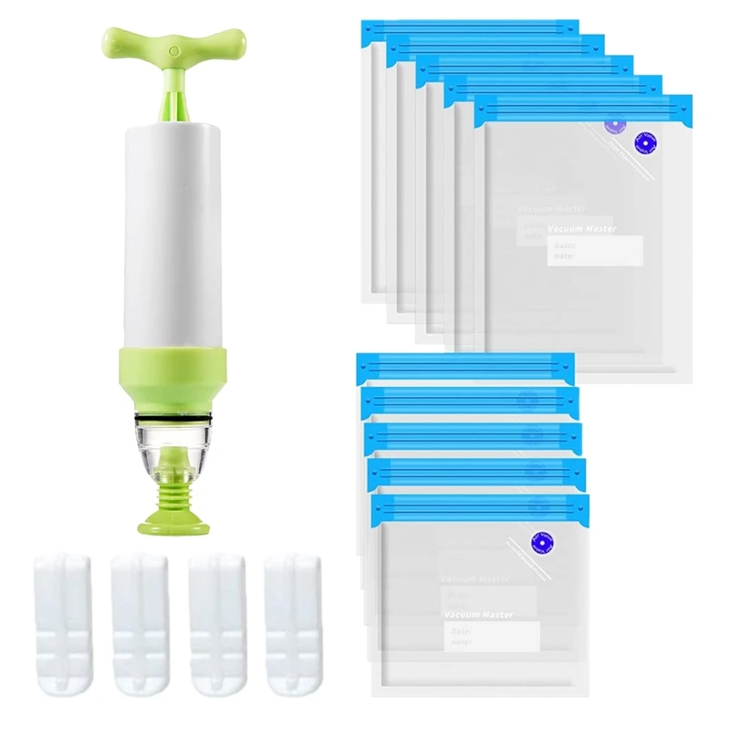 

Sous Vide Bags 15Pack Reusable Electric Vacuum Food Storage Save Sealer Cooker With 2 Size Sealed Bag,1 Hand Pump,4 Clip