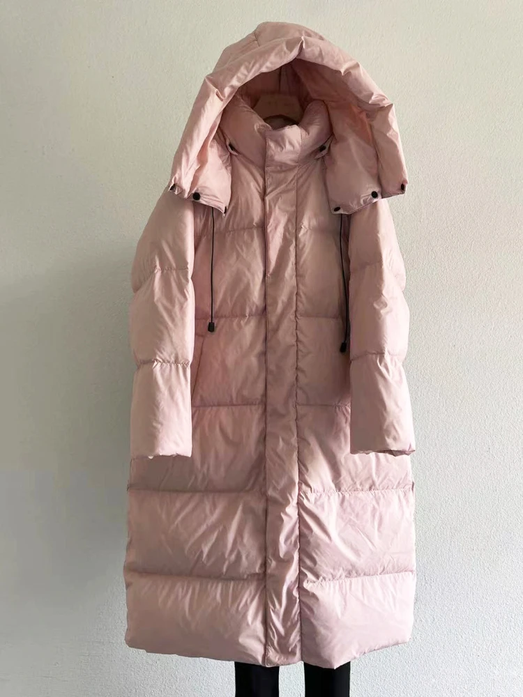 

FTLZZ осенне-зимнее женское белое пуховое пальто со съемным капюшоном, парка, верхняя одежда, теплое длинное пальто