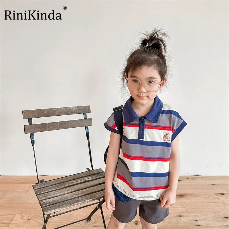 

2023 Casual Clothing for Kids Baby Striped Clothes Short Sleeve Summer T Shirt Baby Infant Wear Street Cartoon Tops