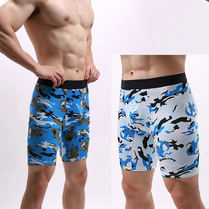 3Pcs/Lot Men's Sports Camouflage Shorts Underpants Pure Cotton High Quality Trend Men's Long Boxers
