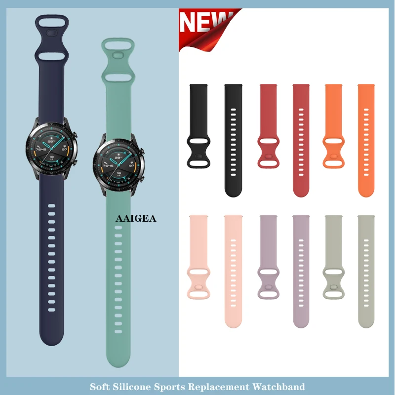 

Ремешок силиконовый для часов Huawei Watch GT 2 2e GT2 Pro GT3 42 мм 46 мм, мягкий спортивный браслет для часов Honor Magic, 20 мм 22 мм