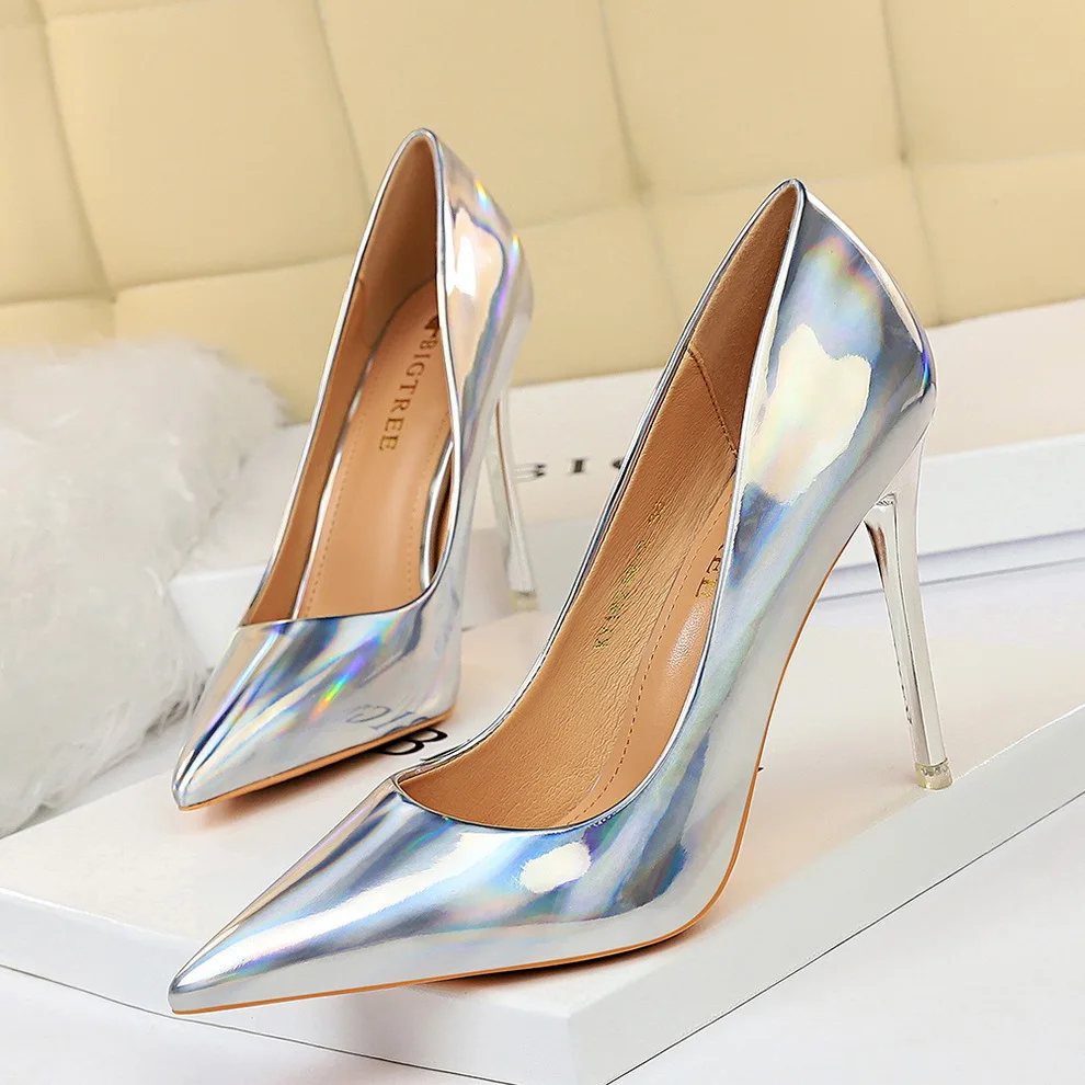 

Women Shoes Fashion Pumps Thin High Heels Leather Loafers Luxury Mules Leather Slip on Office Pointed Toe Ladies Shoes