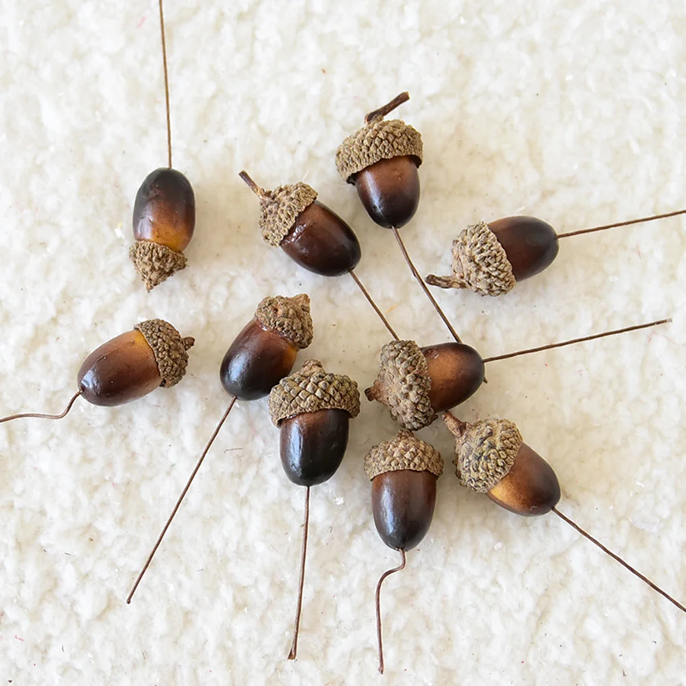 

10 Artificial Acorns Set Small Lifelike Simulation Christmas Tree Decor Photo Props DIY False Nuts for Restaurant Home Hotel