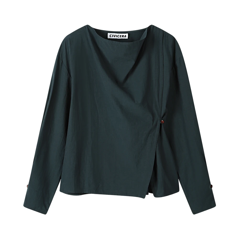 Женская рубашка с длинным рукавом Civicera Повседневная Свободная асимметричным