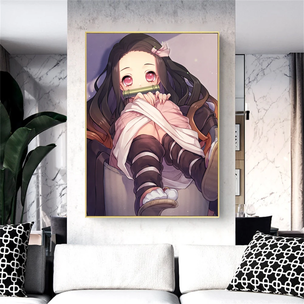 

Demon Slayer Anime Poster Nezuko Prints Classic Japanese Canvas Painting Living Room Decoration Modern Wall Art Home Decor