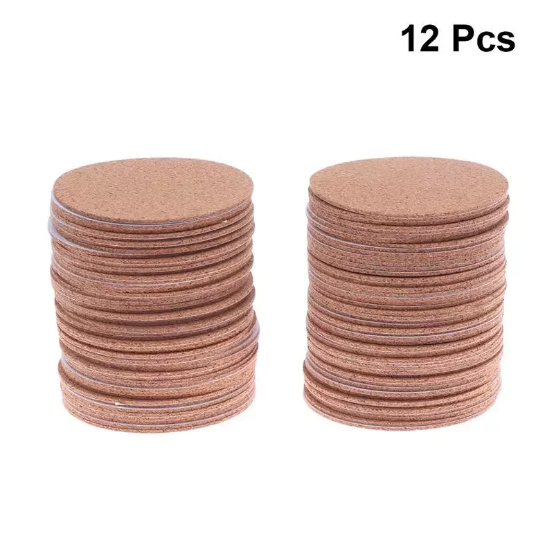 

12Pcs Non Slip Pads Table Mats Drink Coaster Table Placemats DIY Round Cork Mats Self-adhesive Coasters Cup Pads for DIY Crafts