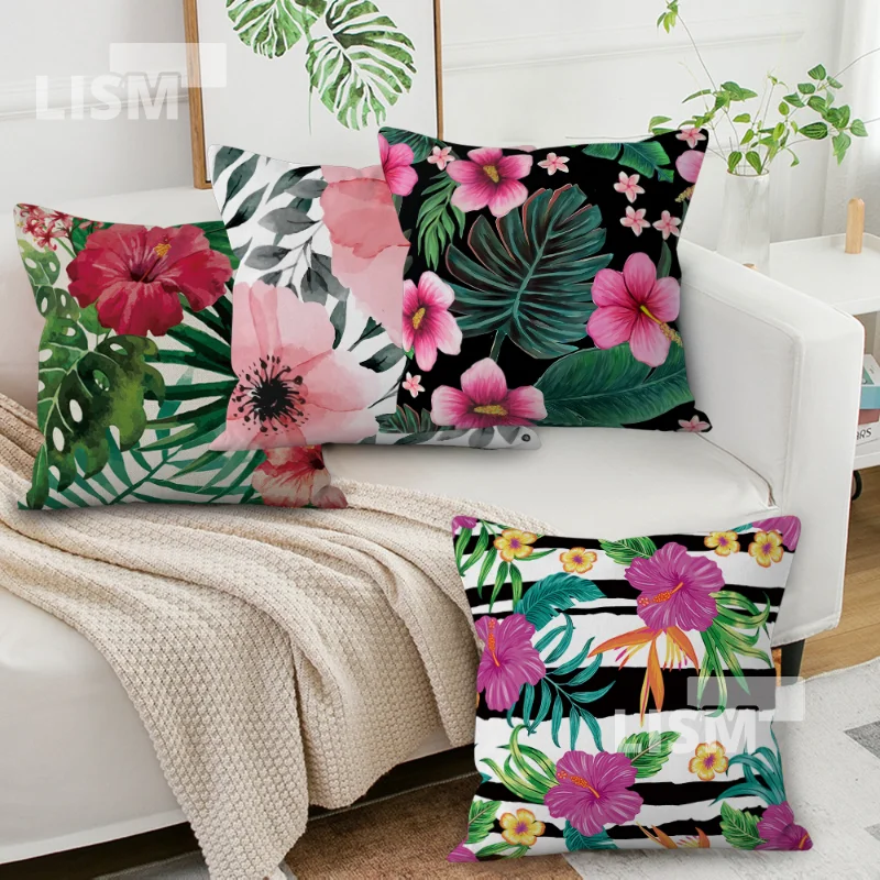 

Opulent Flowers Pillowscase Tropical Leaf Flowers Cushion Printing Pillows Cover Throw Sofa Home Living Room Decor Decoration