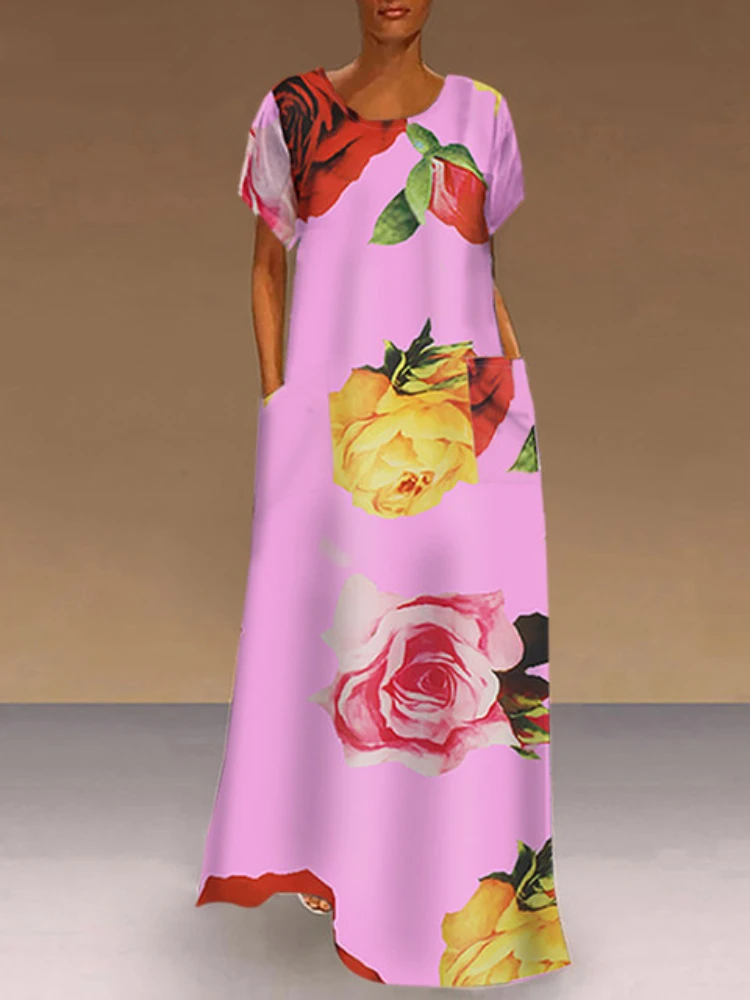

Printed Sundress Bohemian Maxi Dress Short Sleeve Women Vintage Party Dress VONDA Long Robe Femme Vestidos De Mujer Femininas