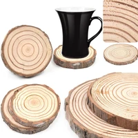 natural round wooden slice cup mat coaster tea coffee mug drinks holder for diy tableware decor durable kitchen decor home
