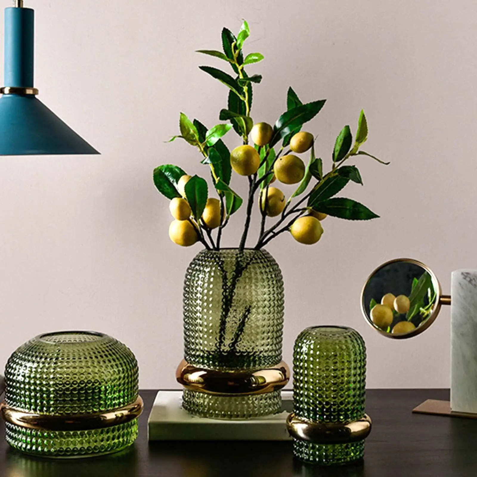 Прозрачная стеклянная ваза для растений с искусственными цветами современная