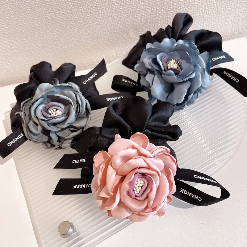 

Korea Large Flower Large Intestine Hair Ties Ring Ponytail Head Rope Elegant Rubber Band Rope Female Hair Accessories for Women