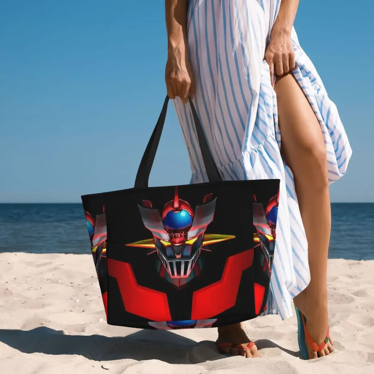 Фото Сумка-тоут Nordic Mazinger Z Anime UFO Robot Sofa Grendizer Goldorak Beach Tote Bag Yoga Duffle Large Tote Bag, женская дорожная сумка, сумка для фитнеса №1