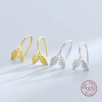 hi man 925 sterling silver european creative texture leaf earrings women luxury temperament wedding party jewelry