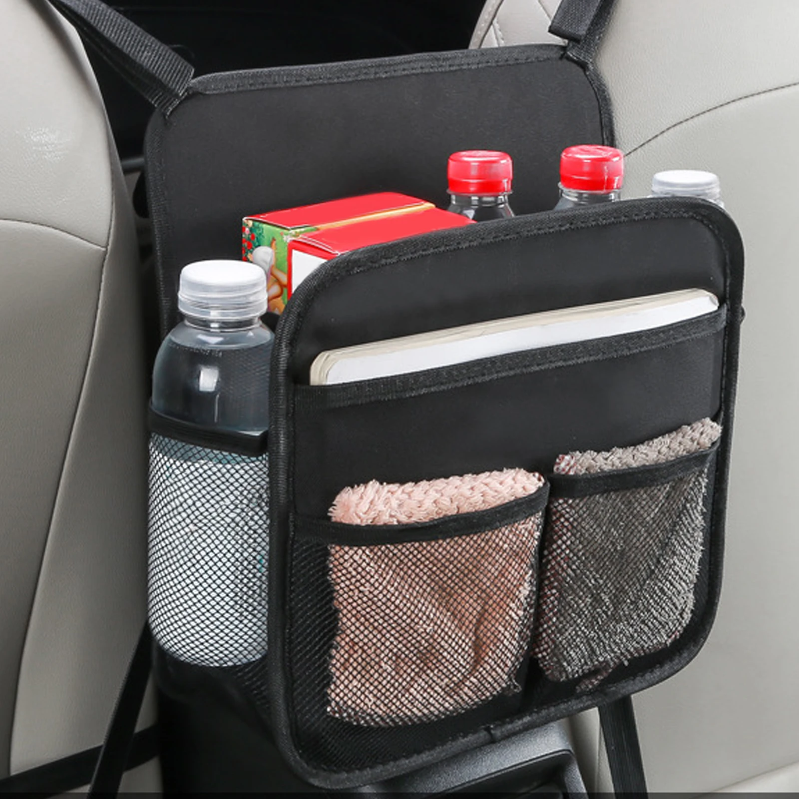 

Car seat back storage bag Oxford cloth rear seat storage bag multi-pocket storage bag for pet children guardrail car accessories