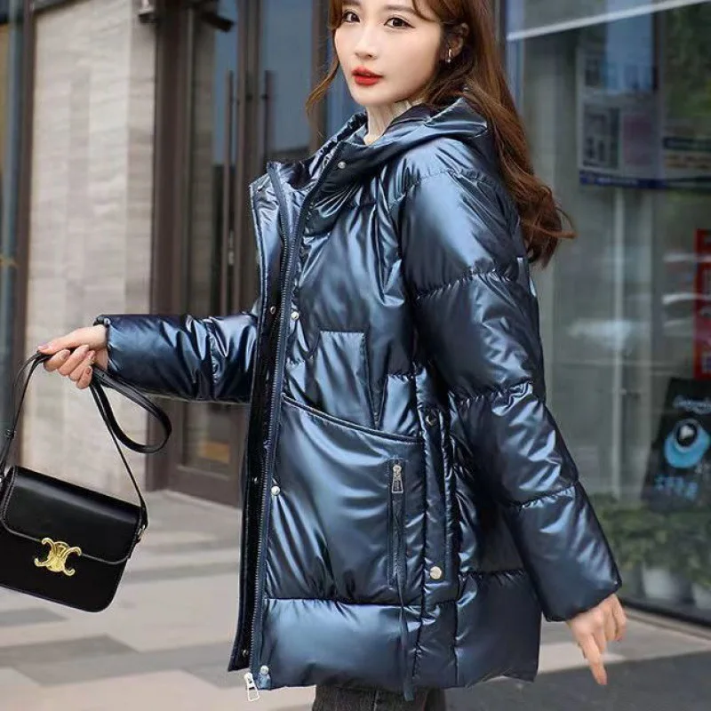 XL-5XL New Middle Aged Women's Winter Coat Thickened Cotton Padded Medium Length Jacket Warm Mother Hooded Down Wadded Parkas