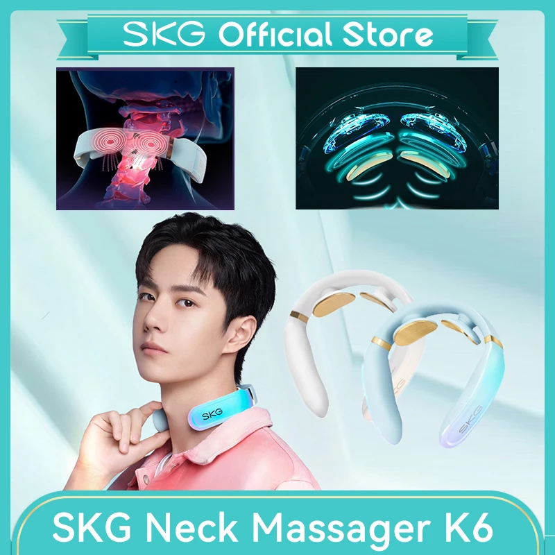 

SKG Smart Neck Massager K6 Electric Pulse Pain Relief Cervical Massaging Voice Prompt 4 Modes 15 Intensity Heat Neck Massaging