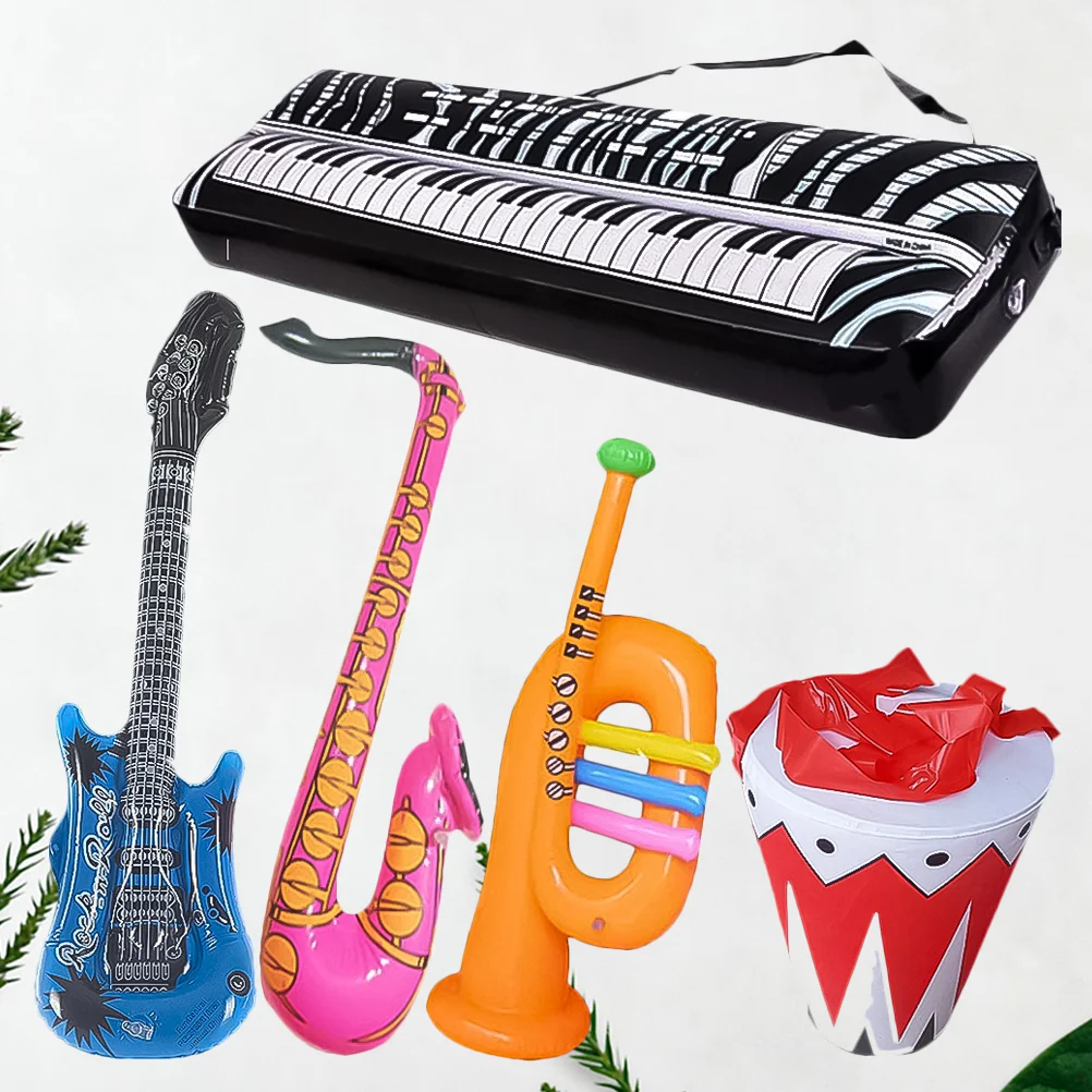 

Guitar Inflatable Foil Kids Party Instruments Microphone Balloons Birthday Favors Rollprops Piano Music Toys Instrument
