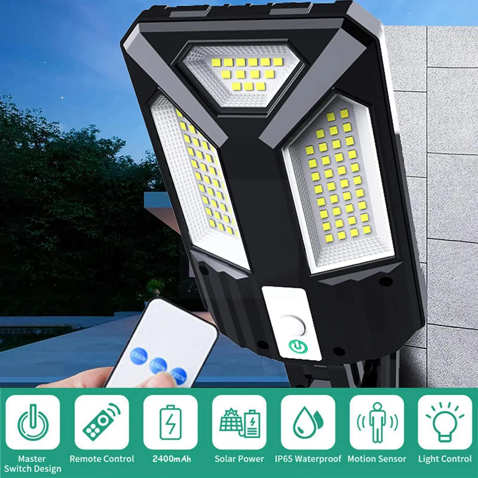 

Solar Street Lights Outdoor Solar Lamp With Remote Control Waterproof Motion Sensor Security Lighting For Garden Patio C1l5
