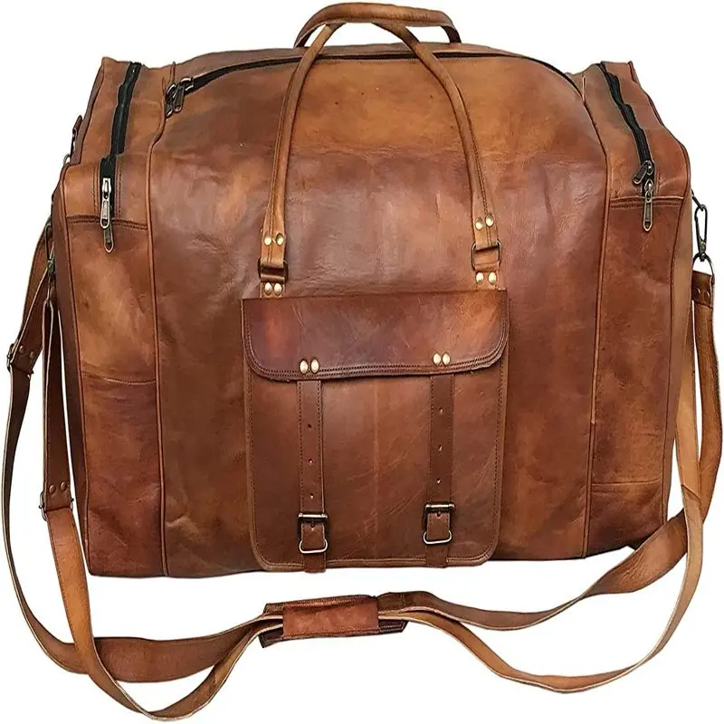 Handmade Vintage Travel Luggage 24 Inch Duffel Gym Sports Bag Weekender