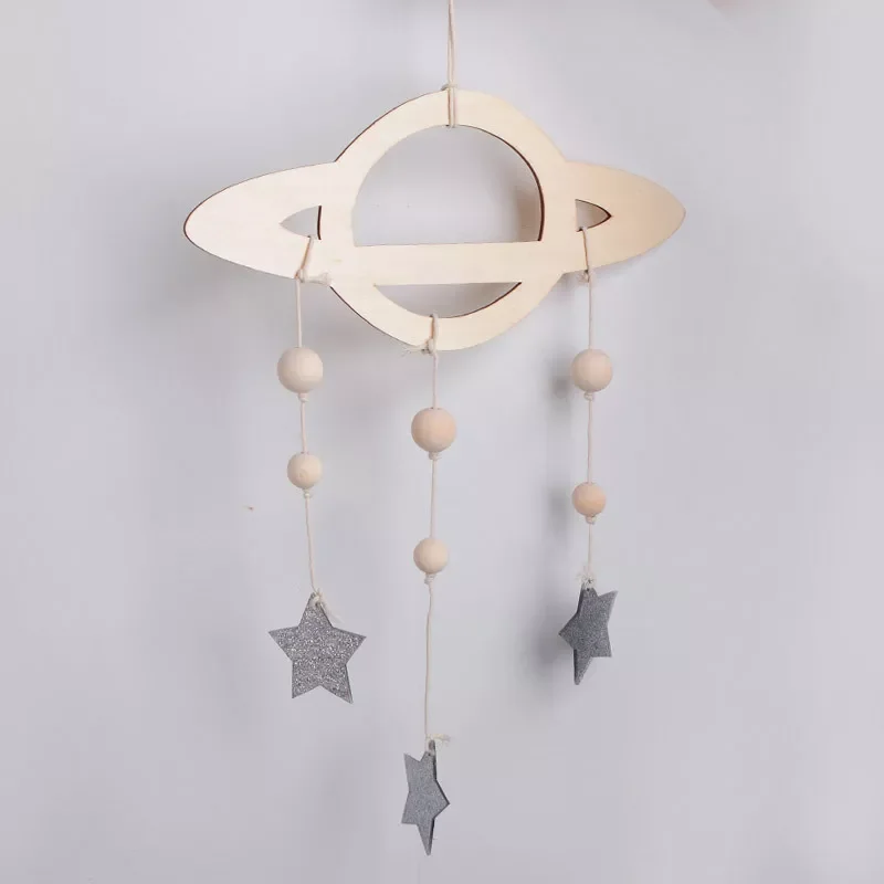 

Wooden Planet Star Cloud Raindrop Hanging Ornaments Baby Kids Room Wall Decor Nursery Decoration Photography Props 1piece