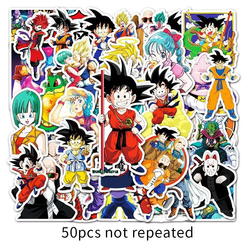 

50pcs/lot Japan Anime Dragon Ball Stickers for Kids Toys Son Goku Cartoon Decals DIY Skateboard Laptop Motorcycle Sticker Packs