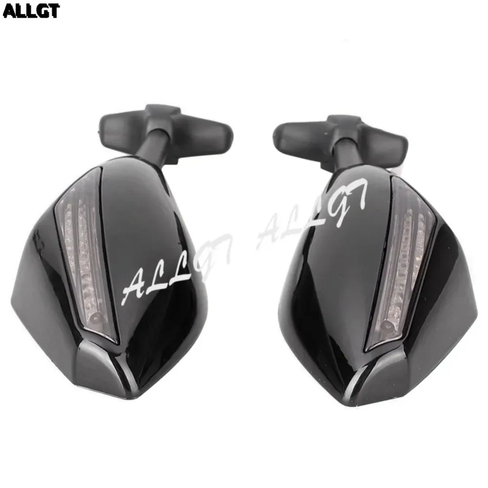 ALLGT L&ampR светодиодные боковые зеркала заднего вида для Honda Kawasaki Suzuki Yamaha Ducati черный