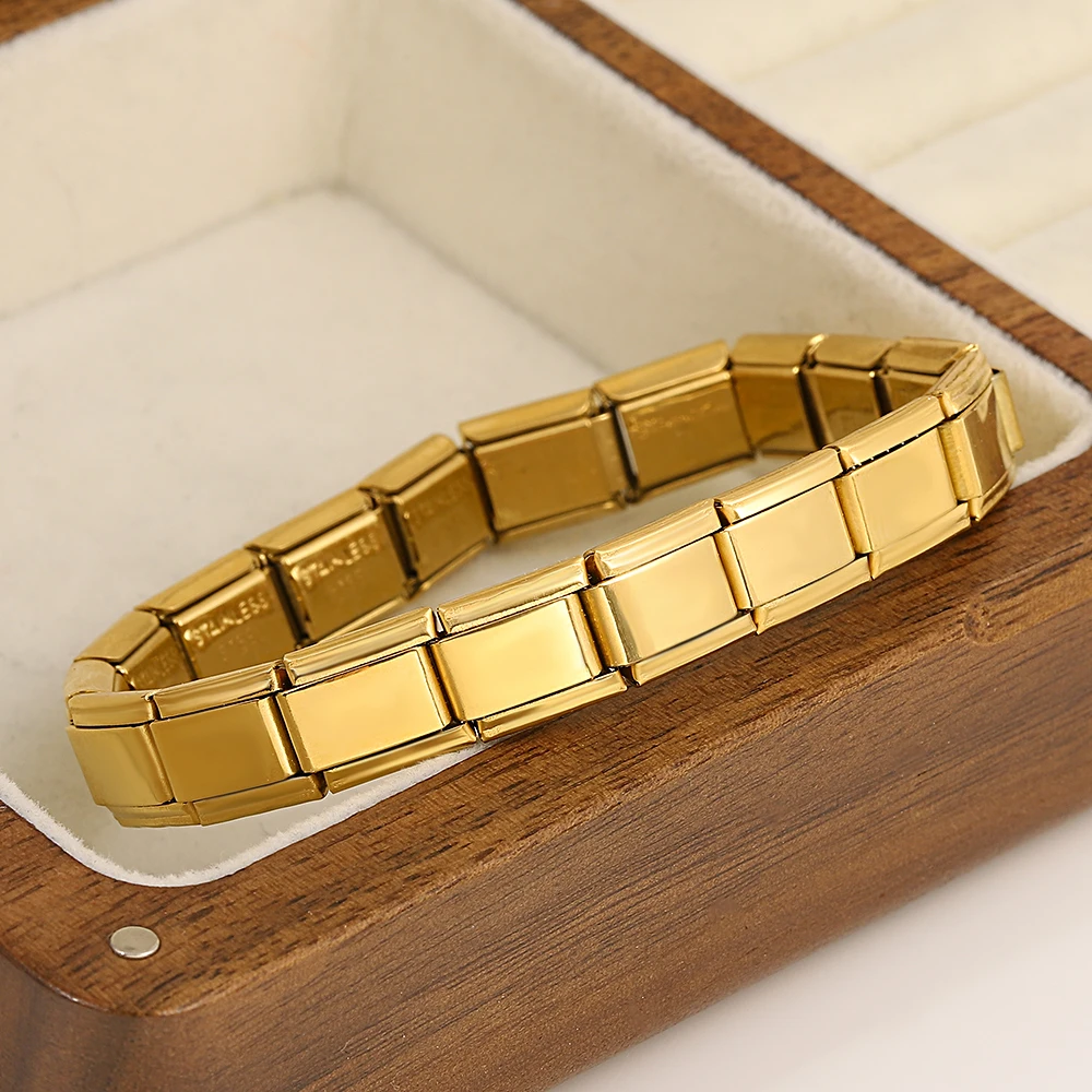Новый эластичный квадратный браслет из нержавеющей стали для женщин Модный