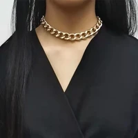 new retro exaggerated fashionable personality simple thick hip hop necklace gothic bracelet punk collarbone chain women gift
