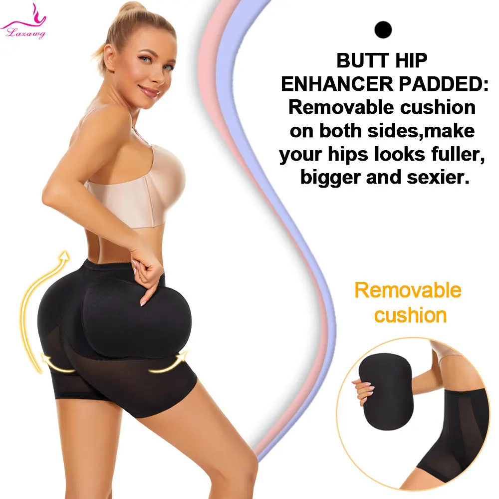 LAZAWG Women Butt Lifting Panties with Removable Pads Hip Enhancer ShortsTummy Control Slimming Panty Shapewear Sexy