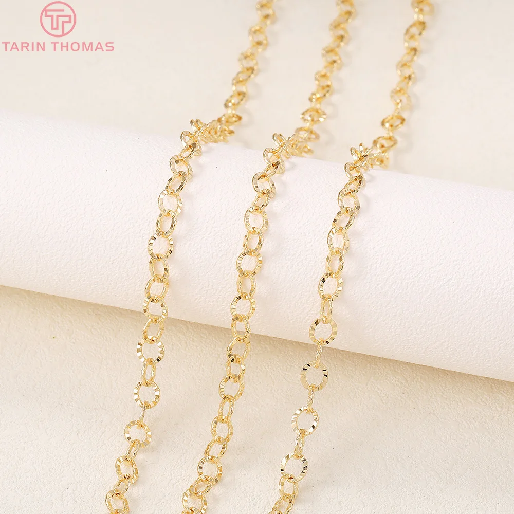 

1 Meter Width 5.5MM Thickness 1MM 24K Gold Color Brass Round Necklace Chains High Quality Diy Jewelry Findings Accessories