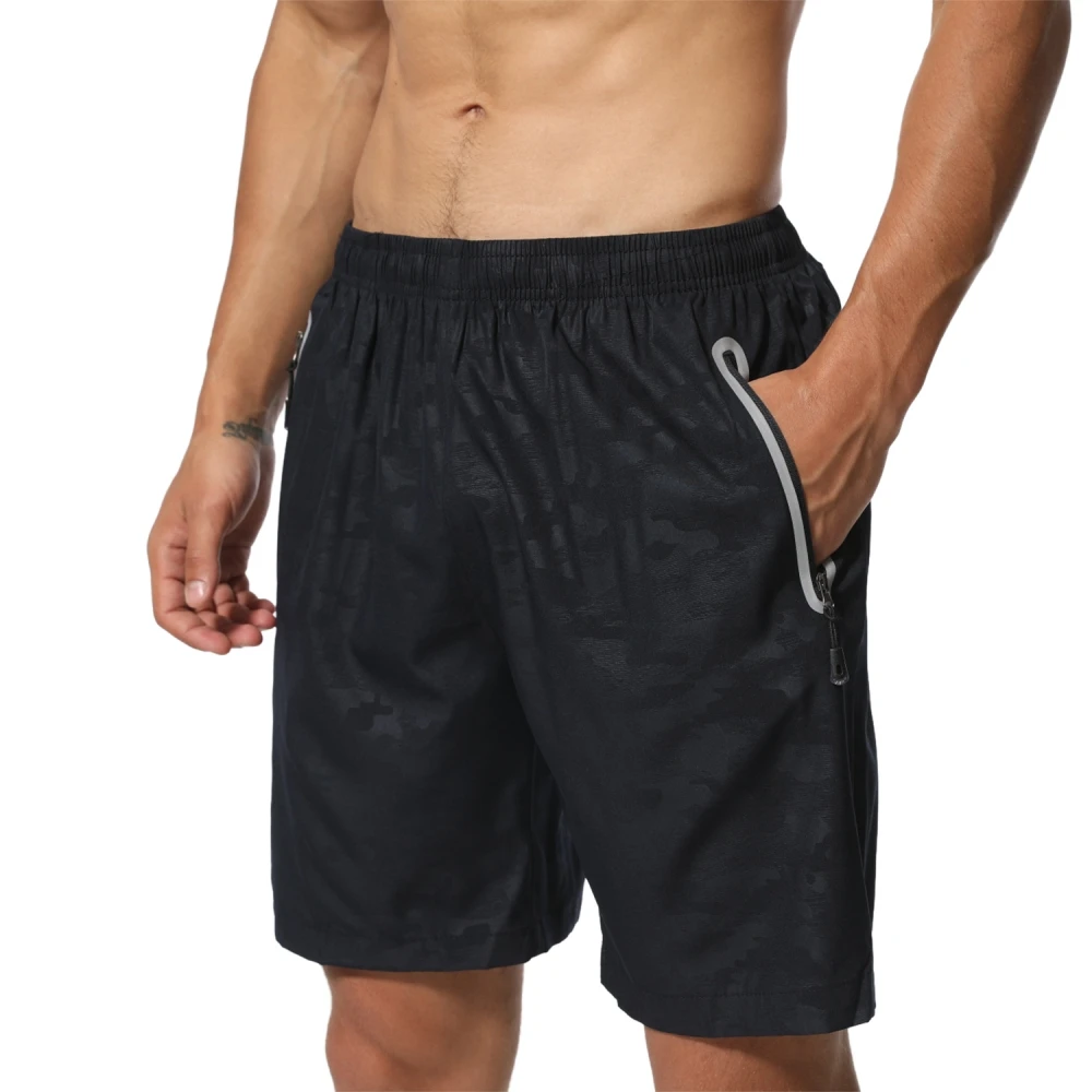 2/5pcs Men Running Shorts Gym Sports Shorts Zipper Pocket Breathable Striped Quick Dry Workout Training Fitness Jogging Short