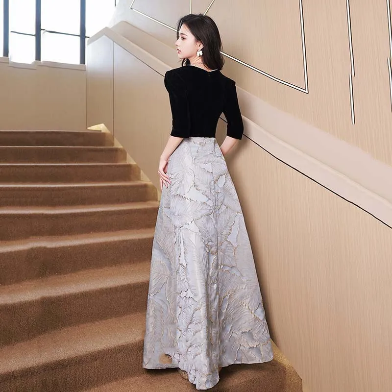 Женское бархатное вечернее платье Элегантное Длинное с квадратным вырезом во