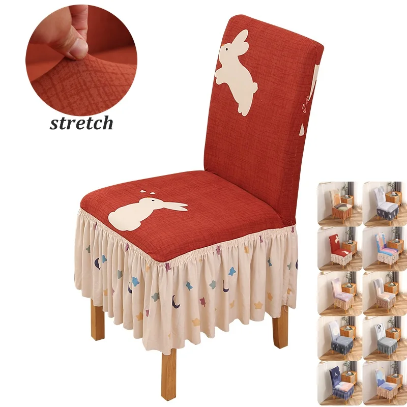 Cover Ab Version Double Spell Chair Covers With Skirt Universal Stretch High Back Chair Case For Home Hotel