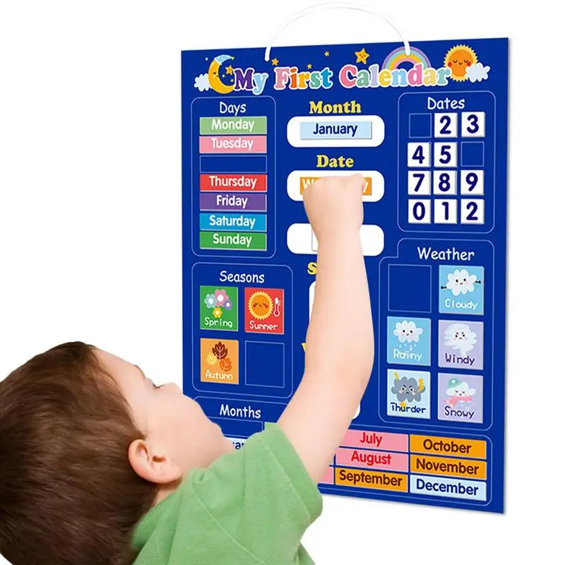 

Kids Calendar Learning Fridge Magic Magnetic Study Calendar Kids Weather Station Preschool Learning Toy Classroom Calendar Set