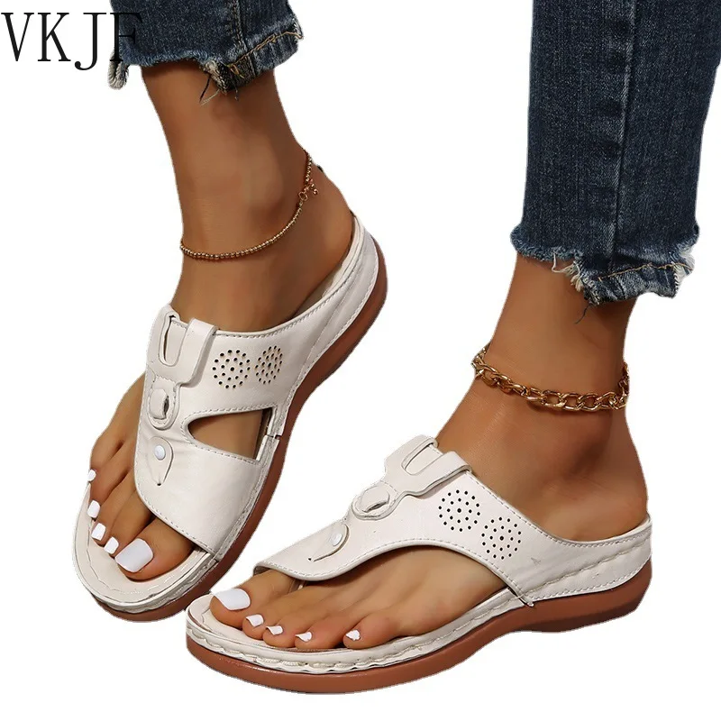

Large Size Sandals and Slippers Women's 2022 Summer New Fashion Casual Thick Bottom Wedge Heel Slipper Toe Slippers