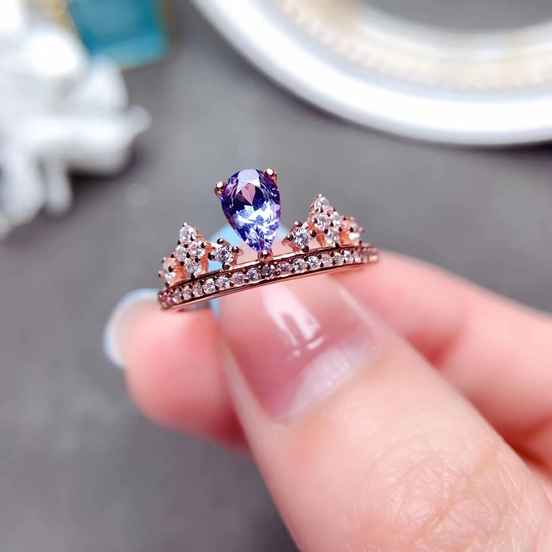 

MeiBaPJ Natural Tanzanite Gemstone Crown Fashion Ring for Women 925 Sterling Silver Fine Wedding Jewelry