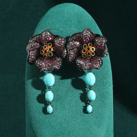 LOVE GREEN LIVE GREEN Серьги-капельки с бирюзой из меди