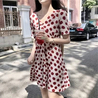 kawaii woman korean high waist dresses 2021 pink summer strawberry dress loose slim body push up hip costume casual streetwear