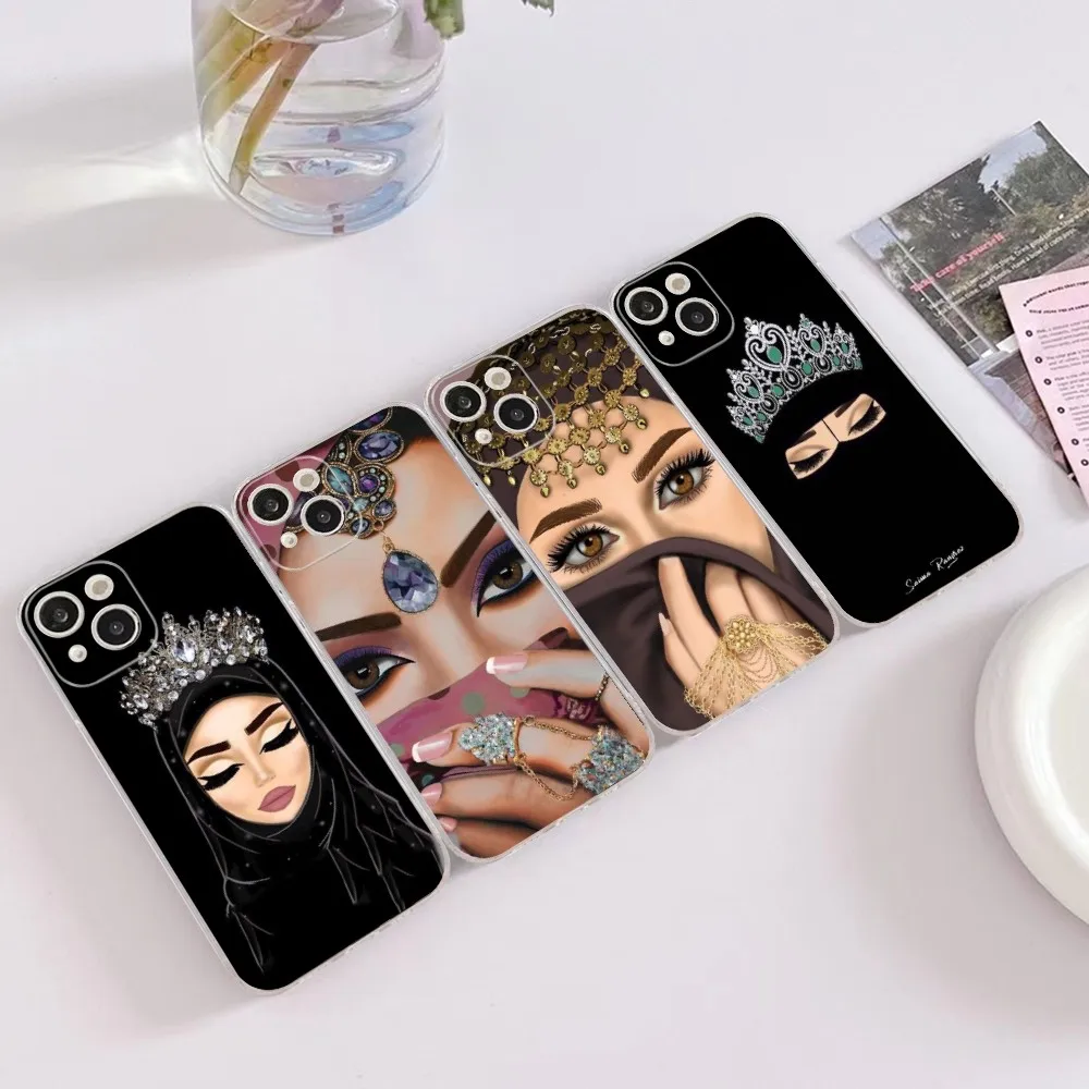 

Woman In Hijab Face Muslim Islamic Girl Phone Case For iPhone 14 13 12 Mini 11 Pro XS Max X XR SE 6 7 8 Plus Soft Silicone Cover