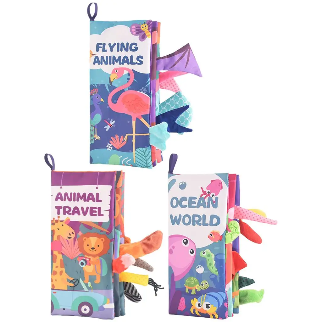 

Montessori Animal Tail Book Sensory Baby Preschool Soft Cloth Hand-eye
