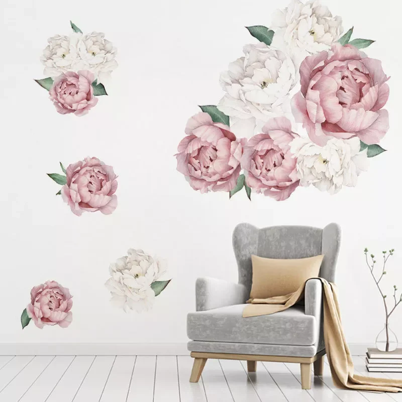

Rose Flowers Print Wallpaper Stickers Art Nursery Decals For Kids Living Room Interior Decoration Decals Wall Sticker