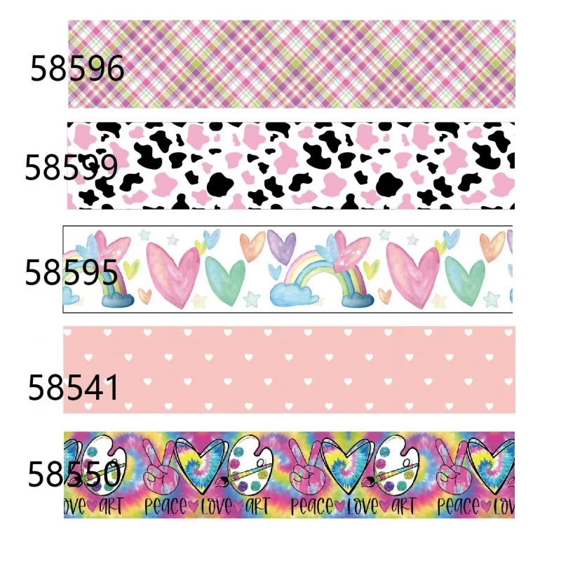 

10 ярдов Розовый Леопардовый плед мир любовь художественная печатная корсажная лента для бантов аксессуары для шитья ремесла подарки украш...