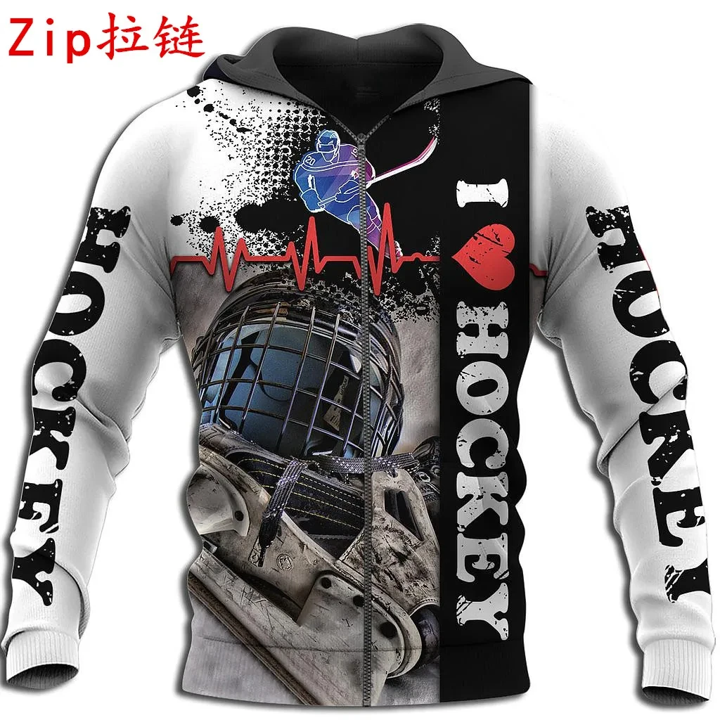 

I Love Hockey 3D Full Printed Zipper Hoodies Men and Women Autumn Winter Fashion Casual Jacket
