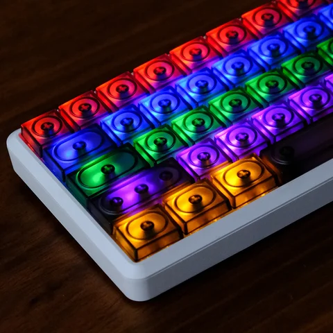 KBDiy черные прозрачные игровые колпачки PBT 115 клавиш для MX