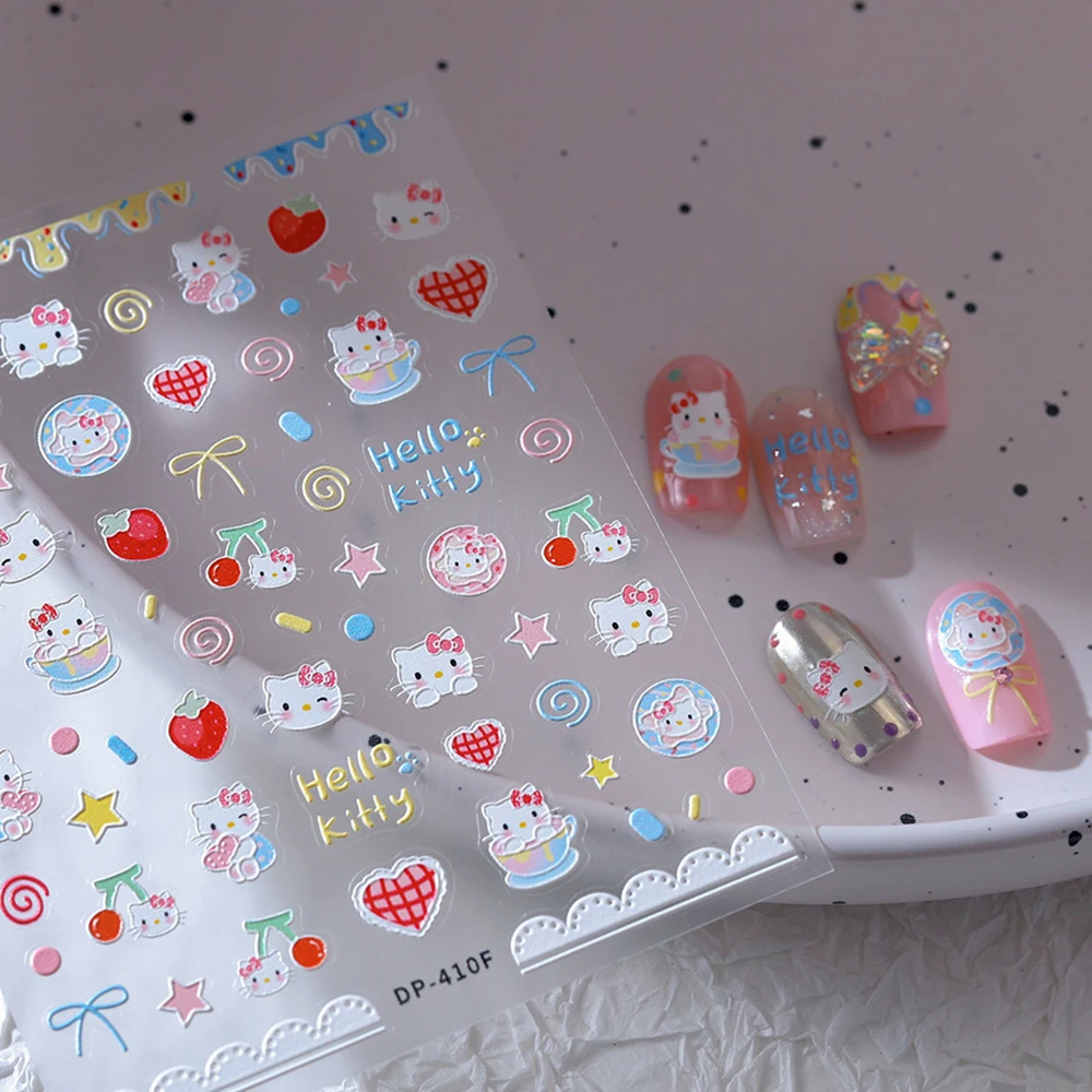 1 шт. Sanrio Hello Kitty аниме наклейка для дизайна ногтей милые 5D Relievo наклейки дизайн