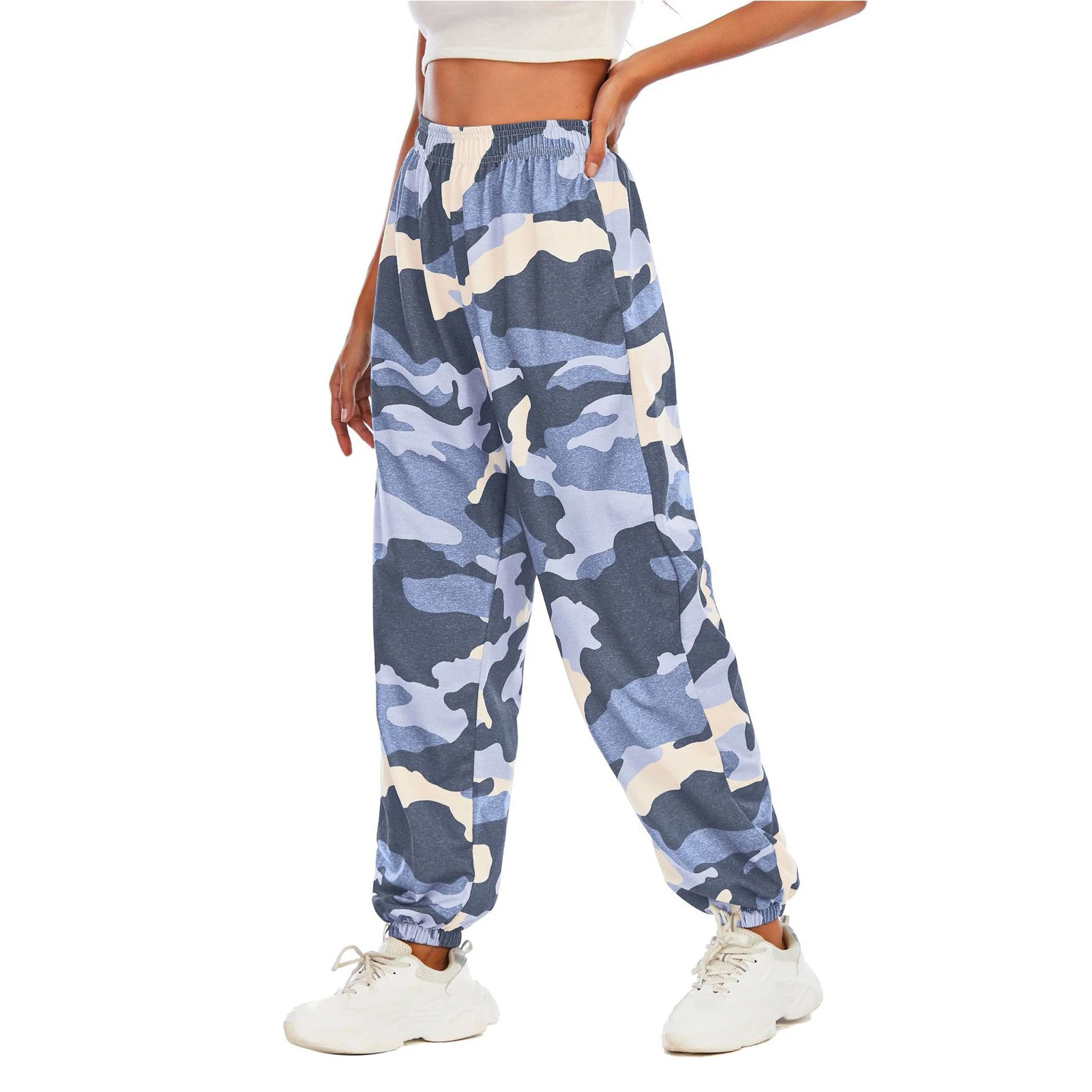 Loose Joggers Sweatpants Camouflage Print Tracksuit Gym Casual Fashion Workout Running Women Pants Tapered Leg Elastic Waist