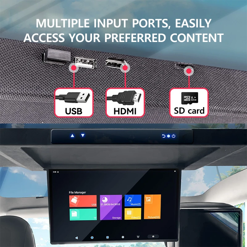 17 3 дюймовый HD-дисплей с креплением на крышу для мультимедийного Проигрывателя