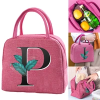 insulated canvas lunch bag for women cooler pack tote thermal bag portable picnic bags leaf letter series lunch bags for work